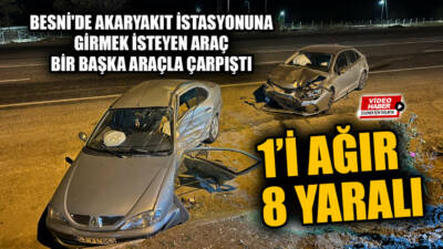 Besni-Gölbaşı karayolu Akpınar köyü mevkiinde akaryakıt istasyonuna girmek isteyen aracın