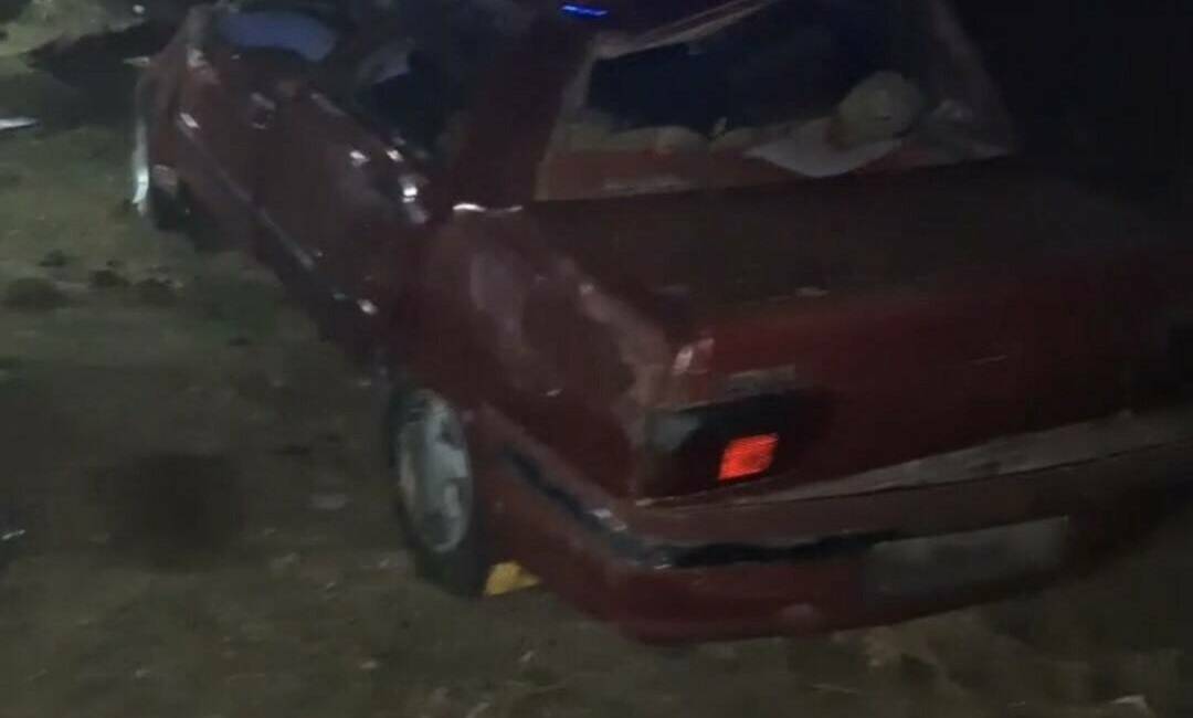 Şanlıurfa’nın Siverek ilçesinde meydana gelen trafik kazasında, otomobilin şarampole devrilmesi