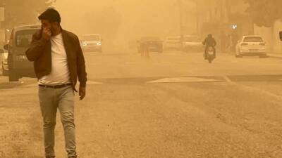 Suriye'den gelen toz bulutu Şanlıurfa'nın merkezi ve Ceylanpınar ilçesinde gökyüzünü