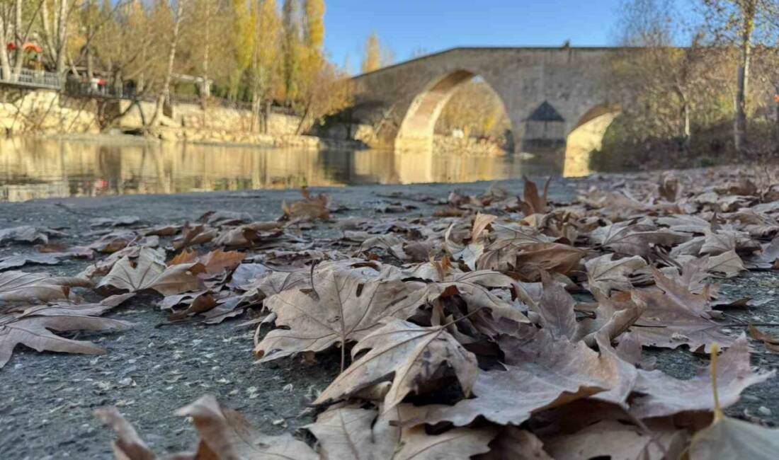 Çermik ilçesinde bulunan tarihi Artuklu eseri Haburman köprüsü, kış mevsiminde