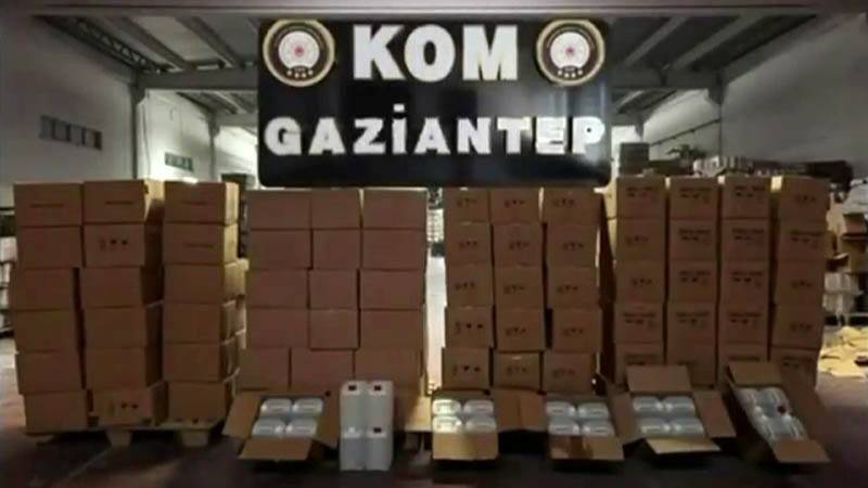 Gaziantep'te yapılan operasyonda 4 bin 520 litre etil alkol ele