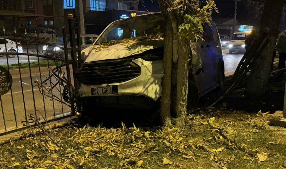 Adıyaman'da bir minibüs sürücüsünün direksiyon hakimiyetini kaybederek refüjdeki ağaca çarptı.