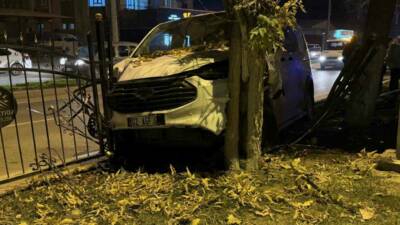 Adıyaman'da bir minibüs sürücüsünün direksiyon hakimiyetini kaybederek refüjdeki ağaca çarptı.