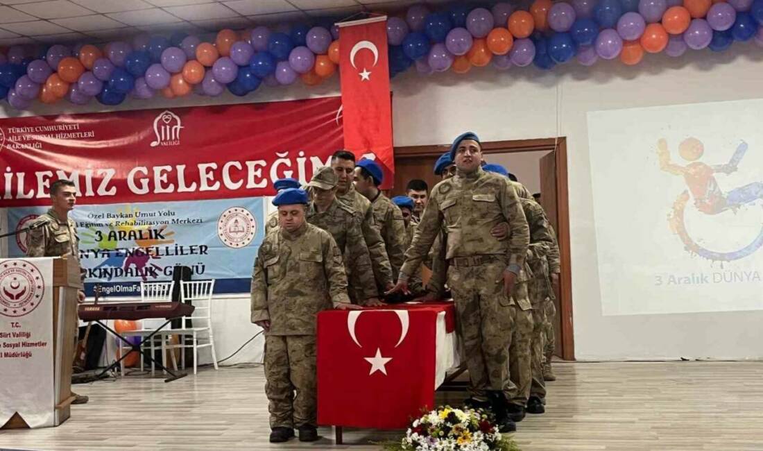 Özel bireyler askeri kamuflaj giyerek yemin törenine katıldı Siirt'te, 3 Aralık Dünya Engelliler Günü'nde özel bireyler askeri kamuflaj