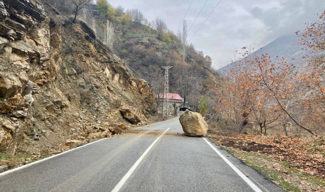 Batman'ın Sason ilçesinde heyelanlar nedeniyle yola düşen kaya parçaları 5