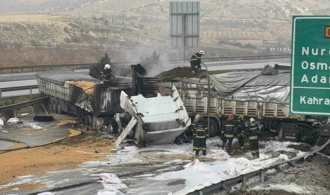 TAG Otoyolu’nda çarpışan 3 tır yandı TAG Otoyolu Gaziantep batı gişeleri yakınlarında 3 tırın karıştığı kaza