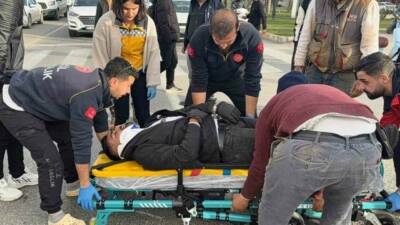 Adıyaman'da bir motosiklet sürücüsü, yola atlayan bir yayaya çarpmamak için