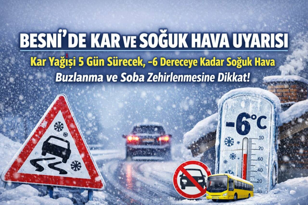 Meteorolojik verilere göre Besni’de 9 Ocak Cuma gününden itibaren başlayacak