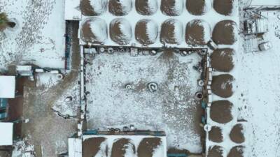 Şanlıurfa’nın tarihi ve turistik ilçesi Harran’da havadan görüntülenen kar görüntüleri