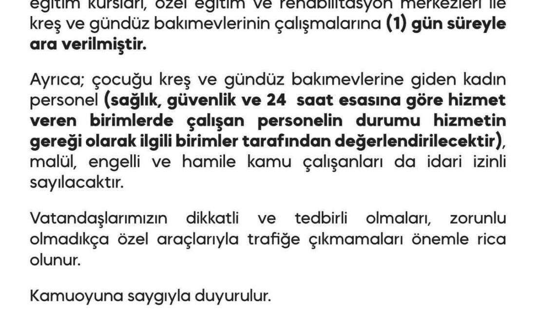 Diyarbakır’da yoğun kar yağışı nedeni ile kreş, gündüz bakımevleri, özel