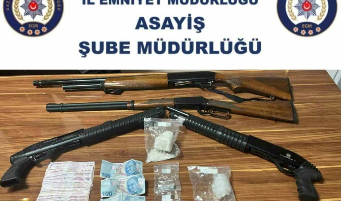 Gaziantep’te polis ekiplerinin çalışmaları sonucu 4 adet ruhsatsız tüfek ile