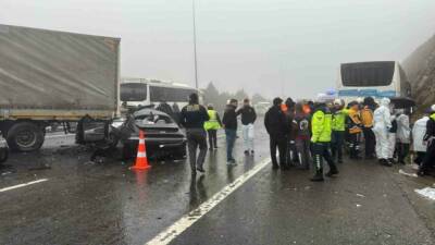 Gaziantep TAG Otoyolunda meydana gelen yoğun sis ve yağmur yağışı