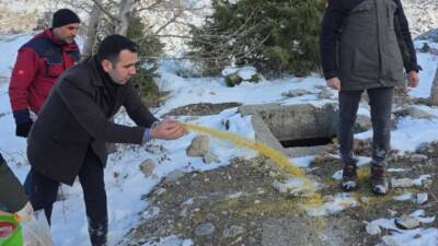 Adıyaman’ın Gölbaşı ilçesinde etkili olan yoğun kar yağışı nedeniyle, yaban