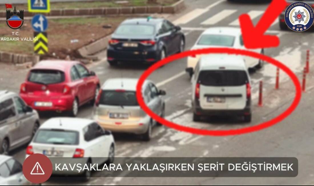 Diyarbakır’da kavşaklara yaklaşırken şerit değiştiren sürücüler dronla tespit edilerek cezai