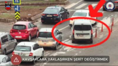 Diyarbakır’da kavşaklara yaklaşırken şerit değiştiren sürücüler dronla tespit edilerek cezai