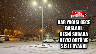 Besni'de aralıklarla devam eden kar yağışı, akşam saatlerinde etkisini artırarak