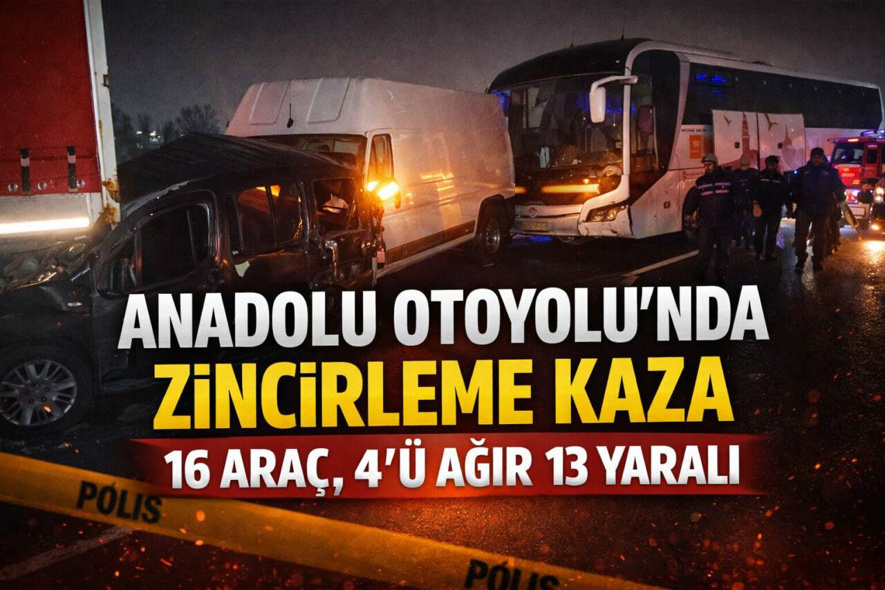Anadolu Otoyolu’nda dün gece meydana gelen zincirleme trafik kazasında 16