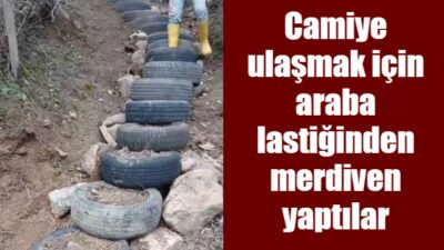 Batman’ın Sason ilçesinde köylüler, camiye ulaşımı rahatlatmak için araç lastiklerinden