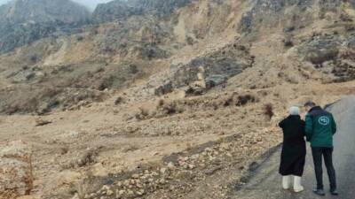 Adıyaman’da yoğun yağış nedeniyle Tut ilçesinde meydana gelen heyelan ve