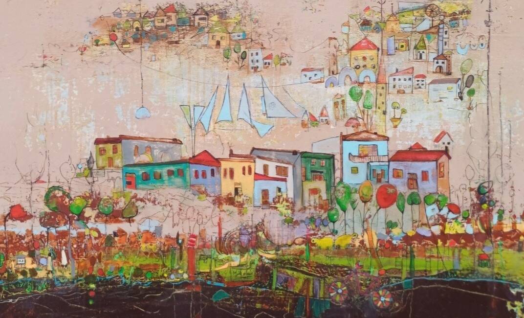 Ressam Hatice Aydoğan, "Hatice Aydoğan ile Mavi Nefes" resim sergisini