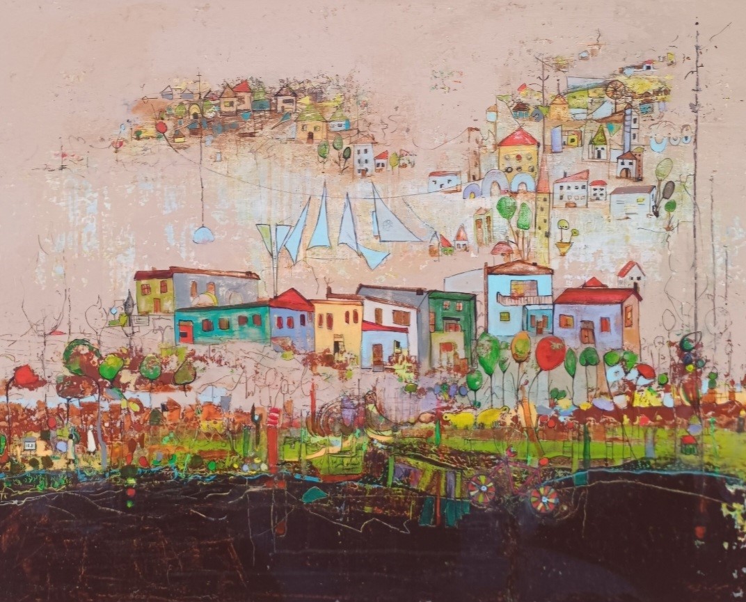 Ressam Hatice Aydoğan, "Hatice Aydoğan ile Mavi Nefes" resim sergisini