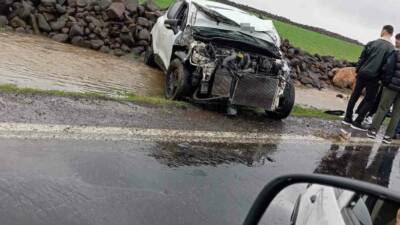 Diyarbakır’ın Çınar ilçesinde meydana gelen trafik kazasında otomobil takla atarak