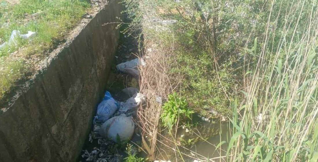 Adıyaman’ın Gölbaşı ilçesinde Karaburun Köyü sakinleri su kanallarının temizlenerek ilaçlanmasını