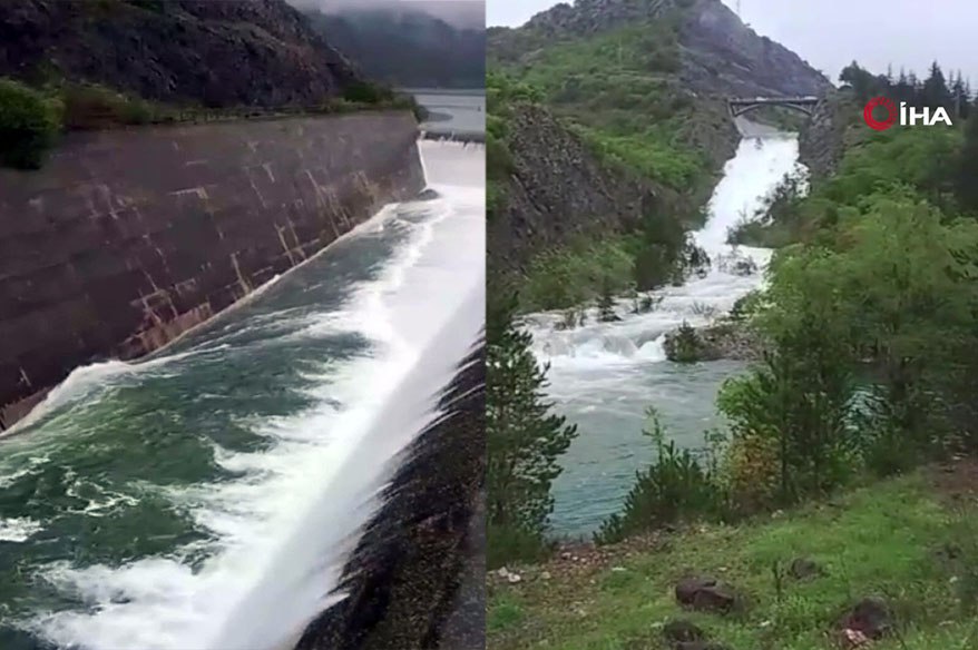 Tokat’ta Yeşilırmak’ta taşkına neden olacağı öngörülen Almus barajında, barajın tamamen