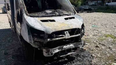 Siirt’te park halindeki kamyonet yanarak kullanılamaz hale geldi.