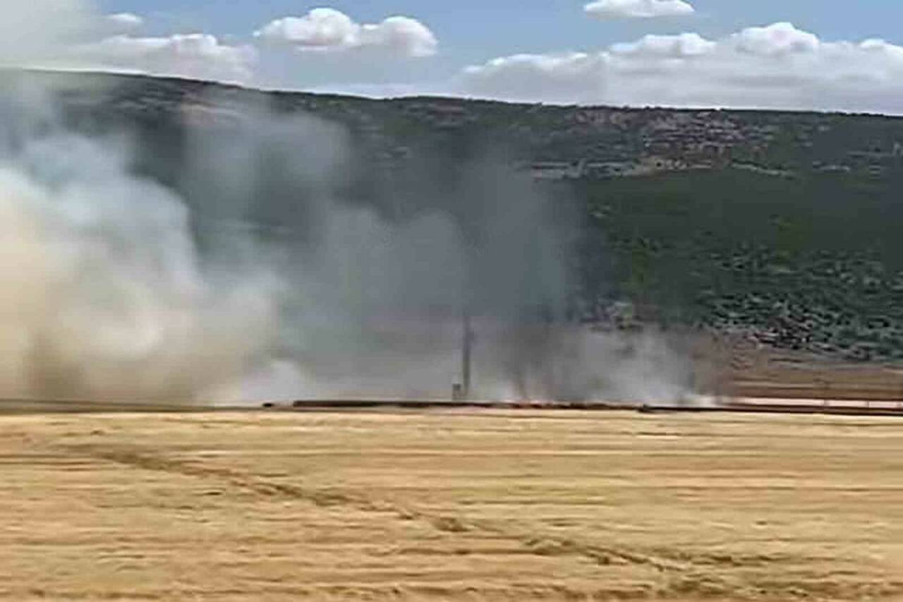 Gaziantep’in Araban ilçesinde, 93 dönümlük hasada hazır buğday tarlasında çıkan