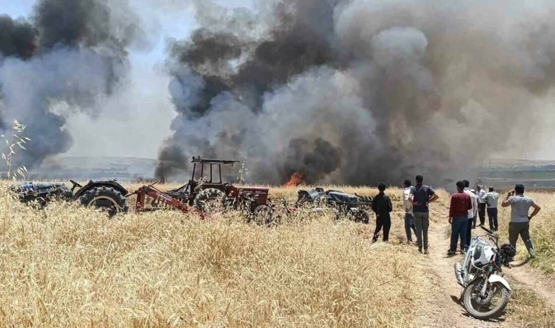 Gaziantep’in Karkamış ilçesinde çıkan yangında hasada hazır 400 dönümlük buğday