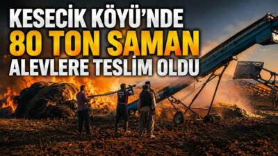 Besni’ye bağlı Kesecik Köyü’nde meydana gelen saman yangını paniğe neden