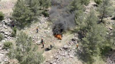 Kilis’te gerçekleştirilen orman yangını müdahale tatbikatına 52 araç, 4 dron