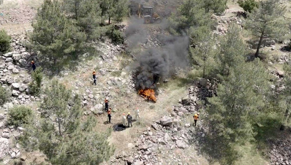 Kilis’te gerçekleştirilen orman yangını müdahale tatbikatına 52 araç, 4 dron