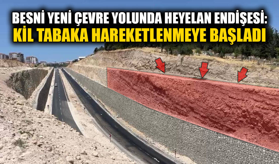 Besni'de yapımı tamamlanan Pınarbaşı Mahallesi Yeni Çevre Yolu'nda heyelan riski
