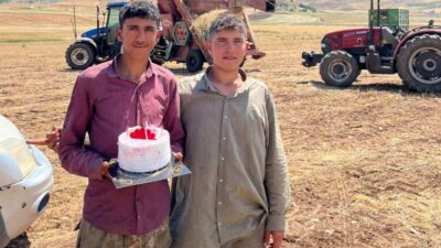 Siirt’te hava sıcaklığı 40 dereceyi bulurken, hasat sırasında tarlada genç