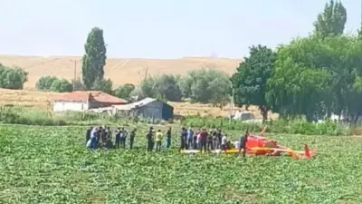 Ankara’nın Sincan ilçesinde eğitim uçuşu sırasında kaza kırıma uğrayan helikopterde