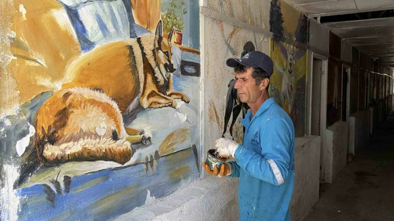 Adıyaman’da süpürgesiyle temizlik, fırçasıyla sanat yapıyor