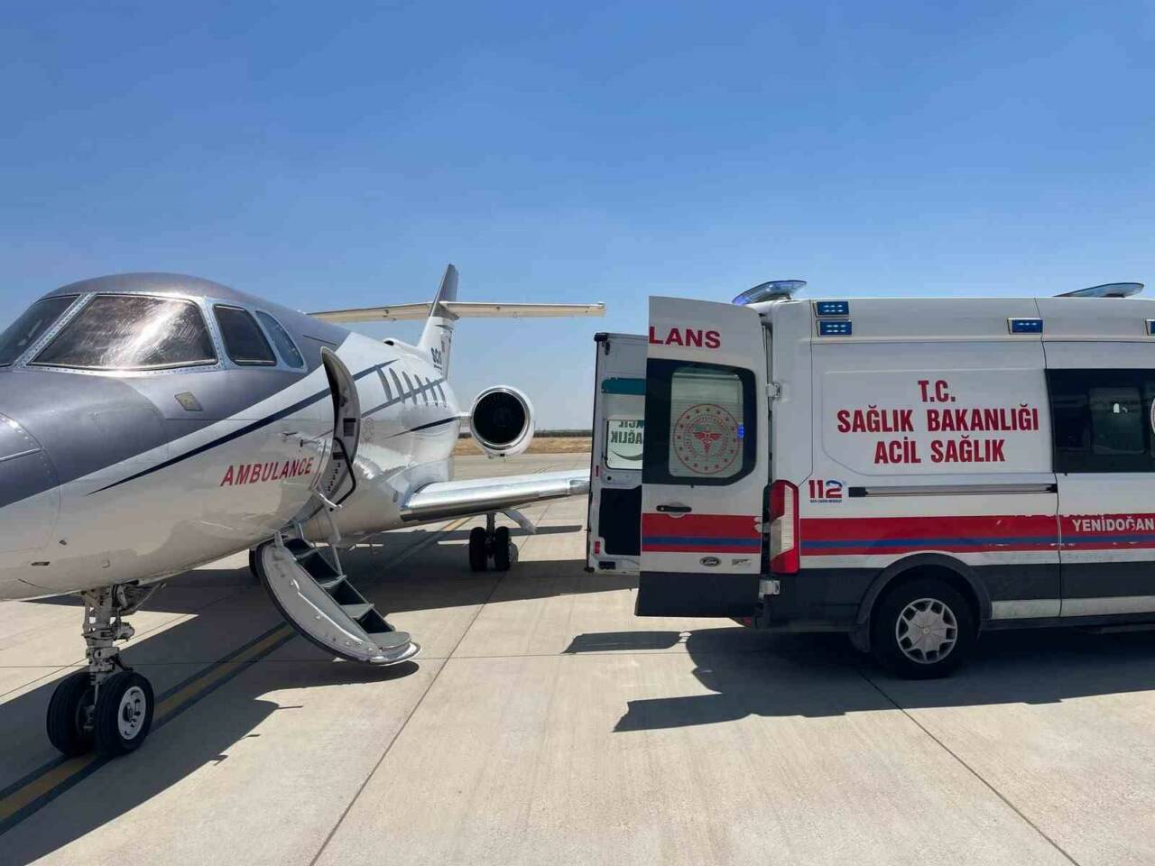 Mardin’de tedavi gören 14 günlük bebek, ambulans uçakla Konya’ya sevk
