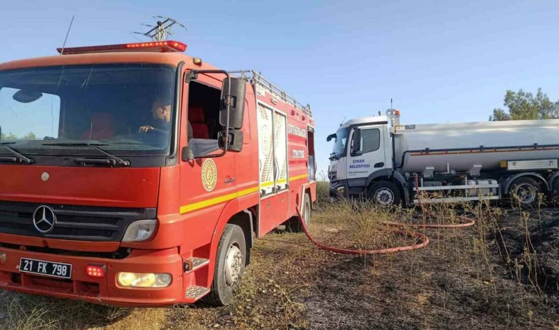 Diyarbakır’ın Çınar ilçesinde meydana gelen anız ve örtü yangınında direkte