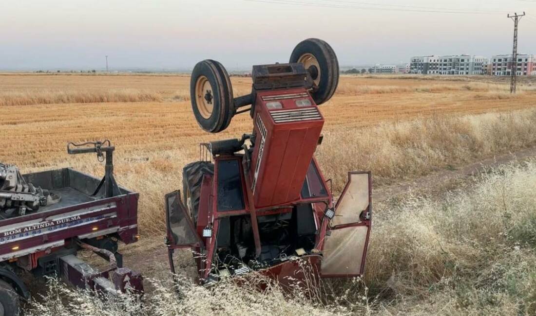 Şanlıurfa’nın Suruç ilçesinde kontrolden çıkarak şarampole devrildikten sonra ön kısmı