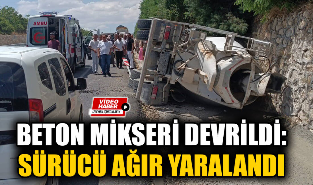 Adıyaman-Kahta karayolunun Beşpınar mevkiinde meydana gelen trafik kazasında beton mikseri