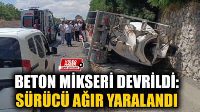 Adıyaman-Kahta karayolunun Beşpınar mevkiinde meydana gelen trafik kazasında beton mikseri