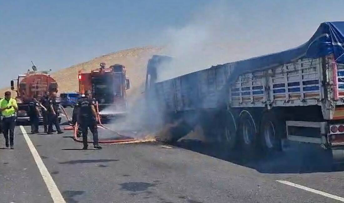 Şanlıurfa-Mardin karayolunda seyir halinde olan tır alev aldı. Olay yerine