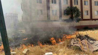 Siirt’in Kurtalan ilçesinde bir sitenin bahçesinde çıkan yangın paniğe neden
