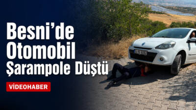 Adıyaman’ın Besni ilçesinde kontrolden çıkarak şarampole düşen otomobil, itfaiye ekiplerinin