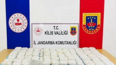 Kilis’te jandarma ekiplerinin düzenlediği operasyonda 90,5 kilogram uyuşturucu madde ele