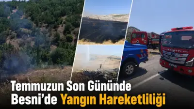 Besni’de temmuz ayının son gününde farklı noktalarda çıkan ot, anız